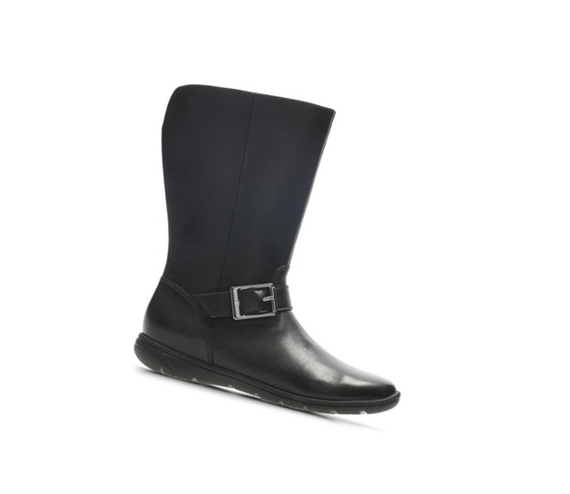 Bottes Hautes Clarks Venture Moon Cuir Fille Noir | AHRF25648