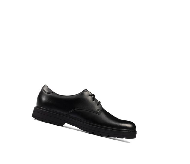 Chaussures D'école Clarks Loxham Cuir Garcon Noir | CRQN70435