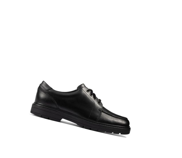 Chaussures D'école Clarks Loxham Pace Cuir Garcon Noir | BLAS14903
