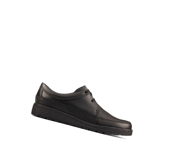 Chaussures D'école Clarks Mendip Weaver Cuir Garcon Noir | FVLG90534