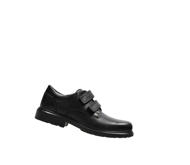 Chaussures D'école Clarks Remi Pace Cuir Garcon Noir | FUPN36421