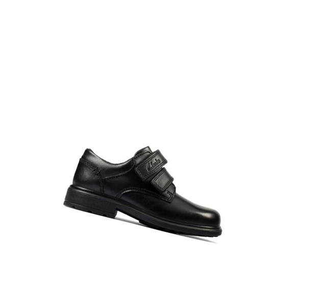 Chaussures D'école Clarks Remi Pace Cuir Garcon Noir | MREY02673