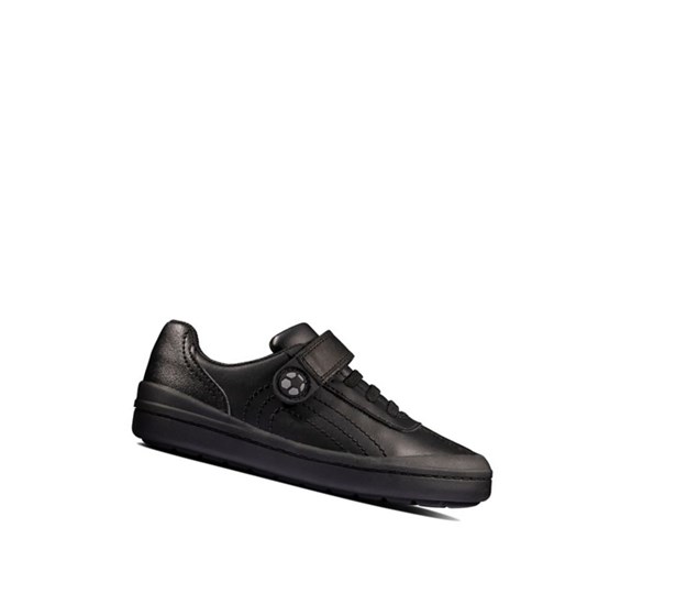 Chaussures D'école Clarks Rock Pass Cuir Garcon Noir | SNBC16384
