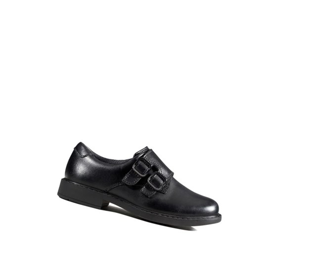 Chaussures D'école Clarks Scala Strada Cuir Garcon Noir | UPCV52031