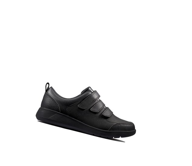 Chaussures D'école Clarks Scape Sky Cuir Fille Noir | WIYC09378