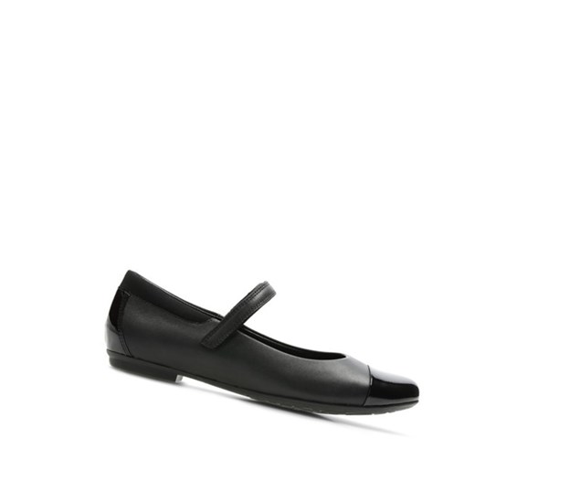 Chaussures D'école Clarks Tizz Talk Cuir Fille Noir | LSRP32704